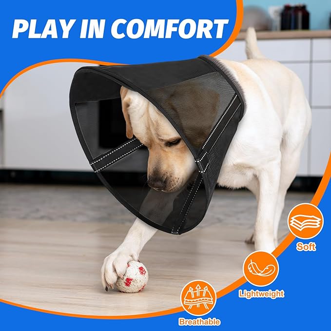 Breathable Mesh Dog Cone Collar for Surgery, Soft Elizabethan Recovery Alternative to Stop Licking,Pet Neck Collar for Large Medium Small Breeds, M