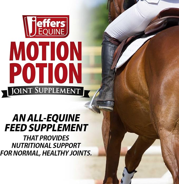 Jeffers Motion Potion Horse Joint Supplement Pellets – Glucosamine HCL, MSM, Chondroitin, Hyaluronic Acid, Vitamin C & E, Daily Equine Support for Senior & Active Horses – 10 lbs, 160 Day Supply