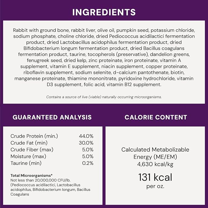 Stella & Chewy's Freeze-Dried Raw Cat Dinner Morsels - Premium Rabbit Recipe with 98% Responsibly-Sourced Meat & Organs - Natural Grain-Free Cat & Kitten Food - Made in USA - 18oz