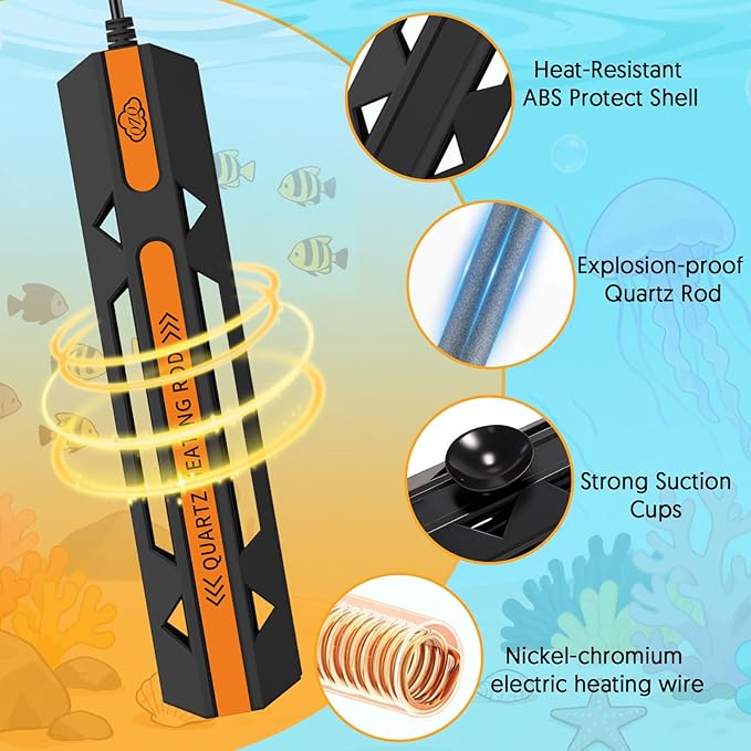 QZQ Aquarium Heater, 300W Fish Tank Heater with Temperature Controller, Leaving Water Automatically Stop Heating, Overheating Protection, Turtle Tank Heater for Freshwater & Saltwater