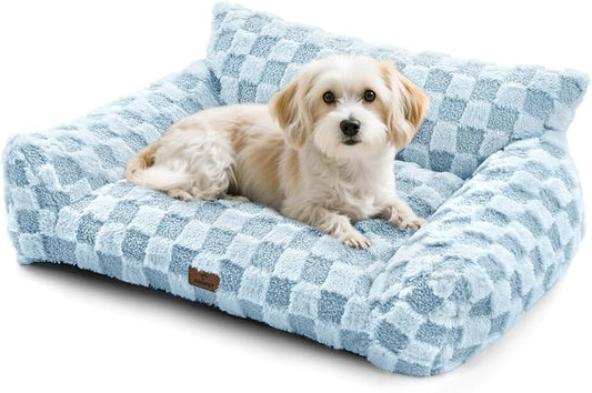 ABCPET Cat Bed Cat Couch for Puppy and Kitten, Fluffy Pet Sofas Medium Dog Sofa Bed, Supportive Cats Sofa for Indoor Cats, Washable Cover & Non-Slip, 32 inch, Blue
