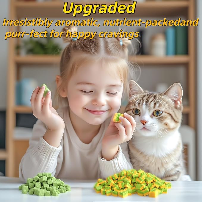 Cats Toy Kitten Grass Treats 255g/8.99oz Freeze Dried 2 in 1 Fish Oil Cat Chew Stick Pellet for Hairball Removal Kitty Catnip Snack Chicken Flavor for Cleaning Teeth & Dental Care Food Indoor
