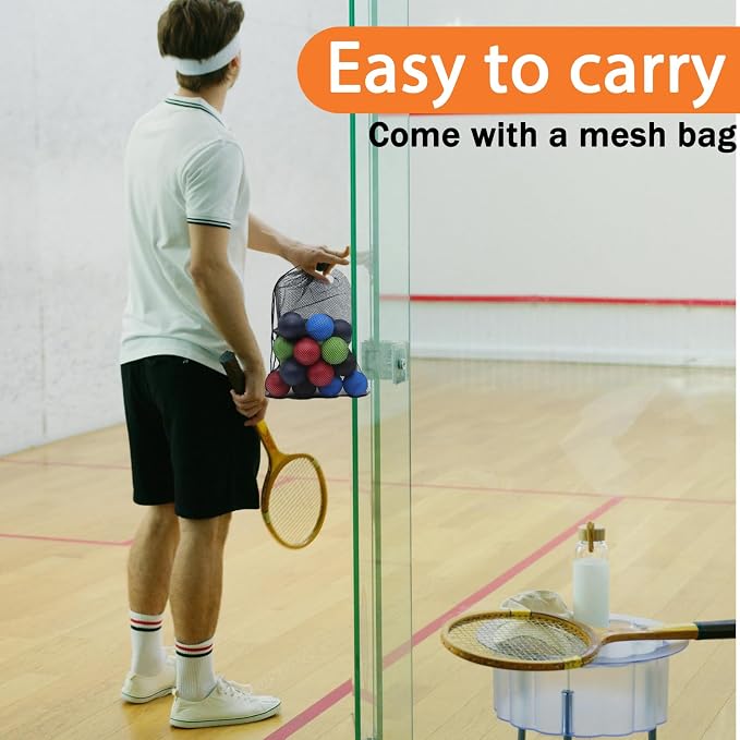 Magicorange 20 Pack Racquetball Multi Colored Racquetballs High Bounce Rubber Racquetballs with a mesh Bag