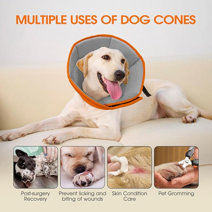 Dog Cone Collar After Surgery, Soft Cone for Small Dogs to Stop Licking, Adjustable Elizabethan Collar for Dogs, Lightweight Breathable Dog Recovery Cones for Wound Healing & Hot Spots