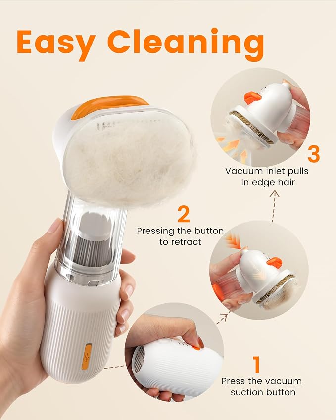 Upgraded kurtmark Vacuum Dog Brush for Shedding, 4-in-1 Self-Cleaning Slicker & Undercoat Rake, Deshedding Grooming Tool, Anti-Static, Massage & Combing All In One!