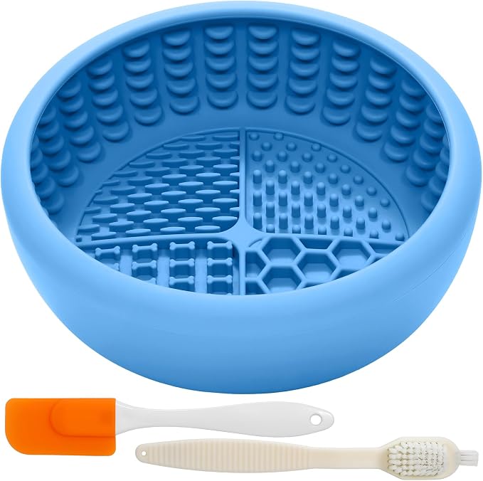 Dog Lick Bowl for Large Dogs, Lick Mat, Slow Feeder Lick Bowl with Brush and Scraper,Strong Suction, Freeze Licking Bowl for Anxiety Relief, Enrichment & Distraction, Dishwasher Safe 7.6 * 3.5 inch