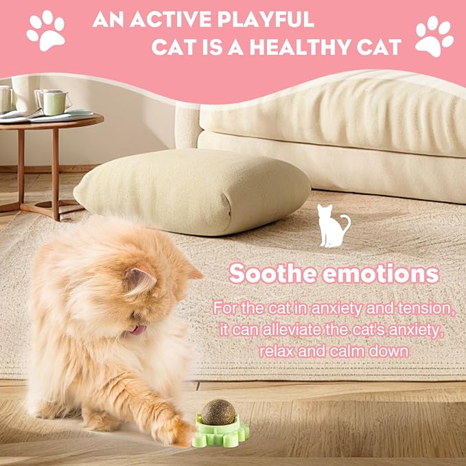 Catnip Balls for Cats Wall, Ball Rollerball, Avocado, Cat Nips Organic Ball, Mint Avocado, Supercle Catnip, Magic Cat Balls Stick On Wall Toy 4 Pack