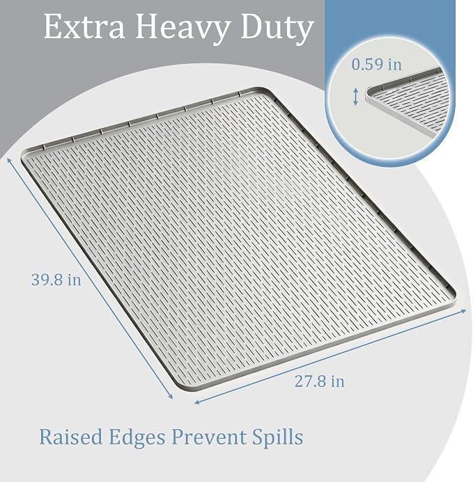 Silicone Pet (39.8"x27.8") Feeding Mat, Waterproof Dog Bowl Mat for Floors, Non-Slip Tray for Cat Food and Water, Easy-Clean Placemat for Indoor Pets