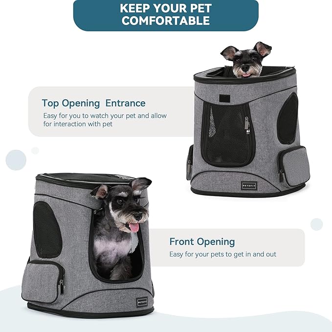 Petsfit Pet Backpack Carrier with Upgrade Waist Cushion Design to Better Fit the Waist, Suitable for Small and Medium Cats, and Rabbits up to 18 Pounds
