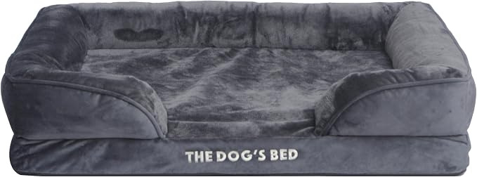 The Dog’s Bed Orthopedic Bolster Dog Bed Replacement Outer Cover - for CertiPUR-Certified Foam Beds, Flannel Fabric, Grey, Large