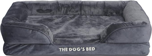 The Dog’s Bed Orthopedic Bolster Dog Bed Replacement Outer Cover - for CertiPUR-Certified Foam Beds, Flannel Fabric, Grey, Large