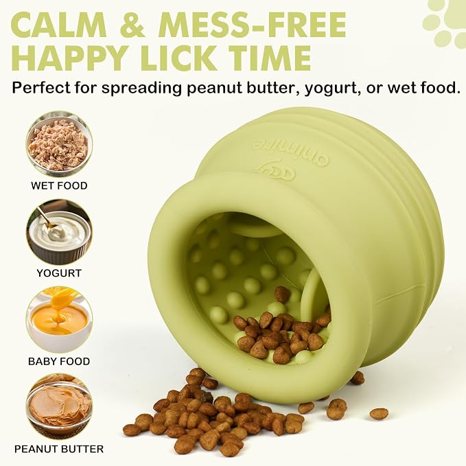 Treat Dispensing Dog Toy, Long-Lasting Interactive Puzzle Toys for Dogs, Stuffable Dog Enrichment Frozen Lick Treat Toy for Boredom, BPA Free Silicone Fetch Catch Chew Toy (Green,M)
