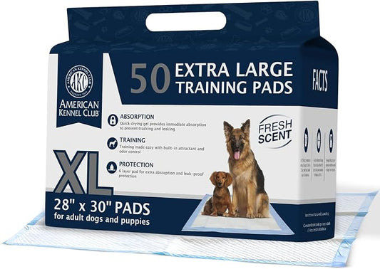 American Kennel Club Scented Puppy Pads – XXL & XXL+ Sizes – 28x34 Ultra Absorbent 6-Layer Pee Pads with Odor Control & Quick-Dry Gel (Fresh Scented, XL 30" x 28" - 100 Count, Pack of 1)