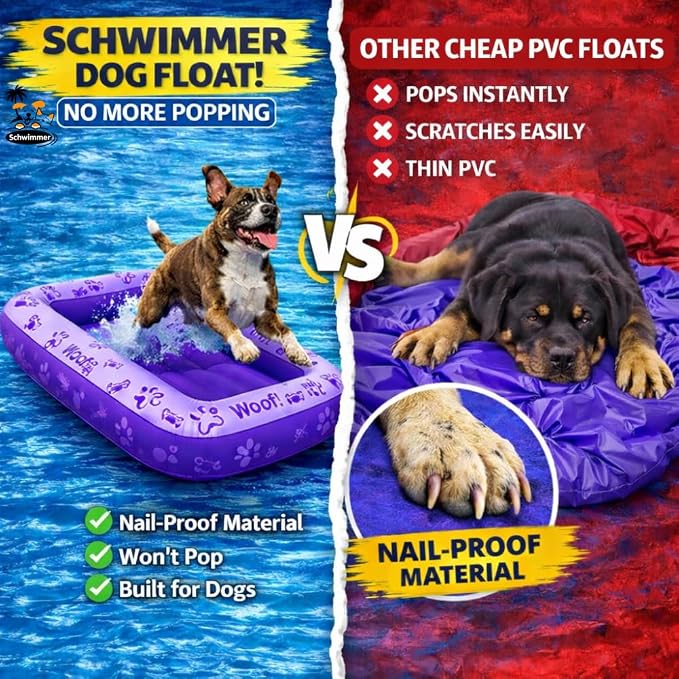Schwimmer Dog Pool Float – Premium Pool Float for Large Dogs up to 220lbs – Durable & Inflatable Dog Raft for Pool, Lake & Beach – Comfortable & Safe Floating Mat for Summer Fun - Dog Floatie