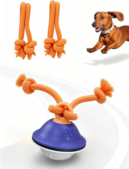 Smart Interactive Dog Toys, 3 Play Modes Smart Moving Bouncing Dogs Ball with Rope, Moving Dog Toy Ball with RGB Lights, Stimulating Sound, Voice Recording, Automatic Dog Toy for Medium & Large Dogs