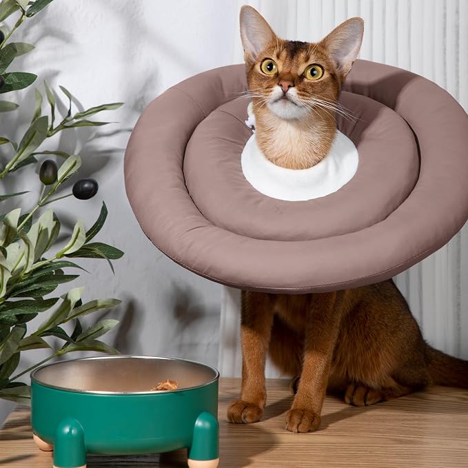 Comfortable Adjustable Soft Dog Cone Alternative After Surgery - Elizabethan Donut Collar for Cats, Medium & Small Dogs - Different Sizes