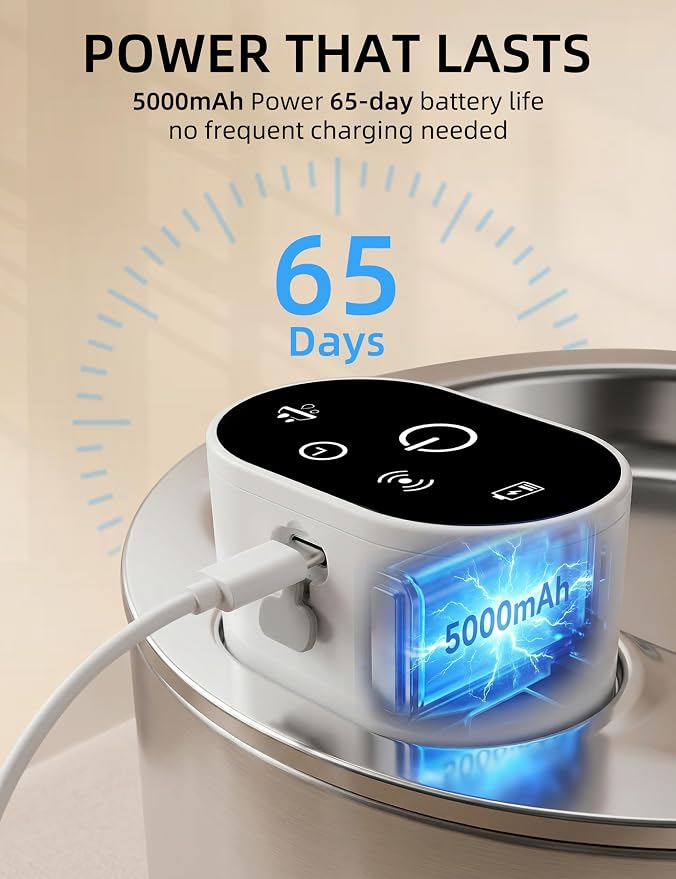 Cat Water Fountain Stainless Steel,135 Fl Oz/4L Wireless Automatic Cat Water Dispenser Large,5000mAh Battery Operated,for Cats & Dogs Indoor (Cat Fountain + 7 Set Filter)