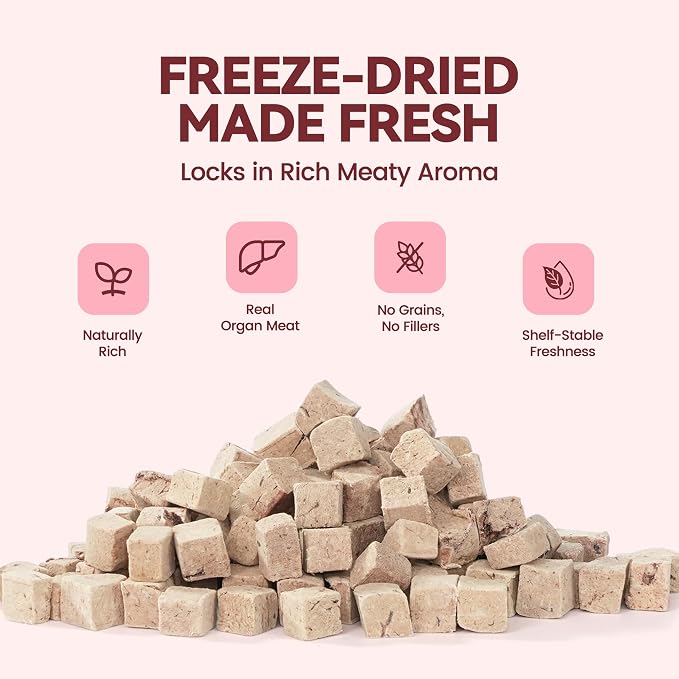 Freeze Dried Beef Liver Cat & Dog Treats, 100% Single Ingredient High Protein Bites, Grain-Free Training Rewards & Food Topper, 2 oz