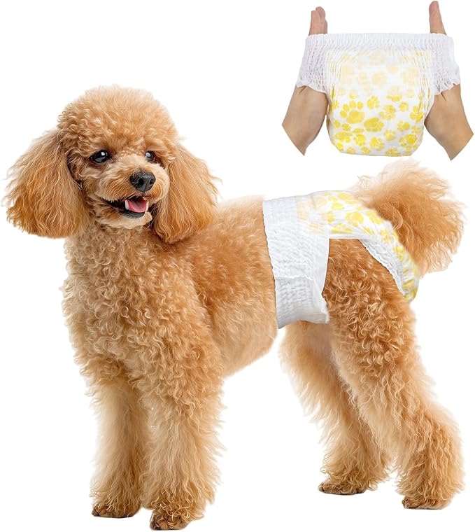 Pet Soft Disposable Dog Diapers Female, Pull Up Doggie Diapers for Female Dogs, 360°Stretchy Waist Puppy Diapers, Super Absorbent Doggy Diaper Leak Proof Design for Dogs in Heat (Large, Count, 40.0)
