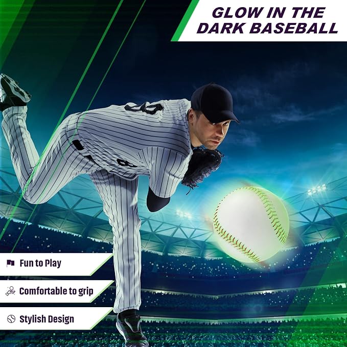 3 Pack Glow in The Dark Baseball Light up Baseball Official Size Ball Glow Balls for Games, Gift for Boys, Girls & Fans - Outdoor Activity Accessories