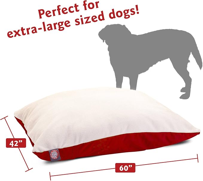 Majestic Pet Rectangle X-Large Dog Bed Washable – Removable Slipcover Pet Bed – Dog Crate Bed Super Value Pillow Dog Bed – Dog Kennel Bed for Sleeping - Dog Bed X-Large Breed 42 x 60 Inch – Red