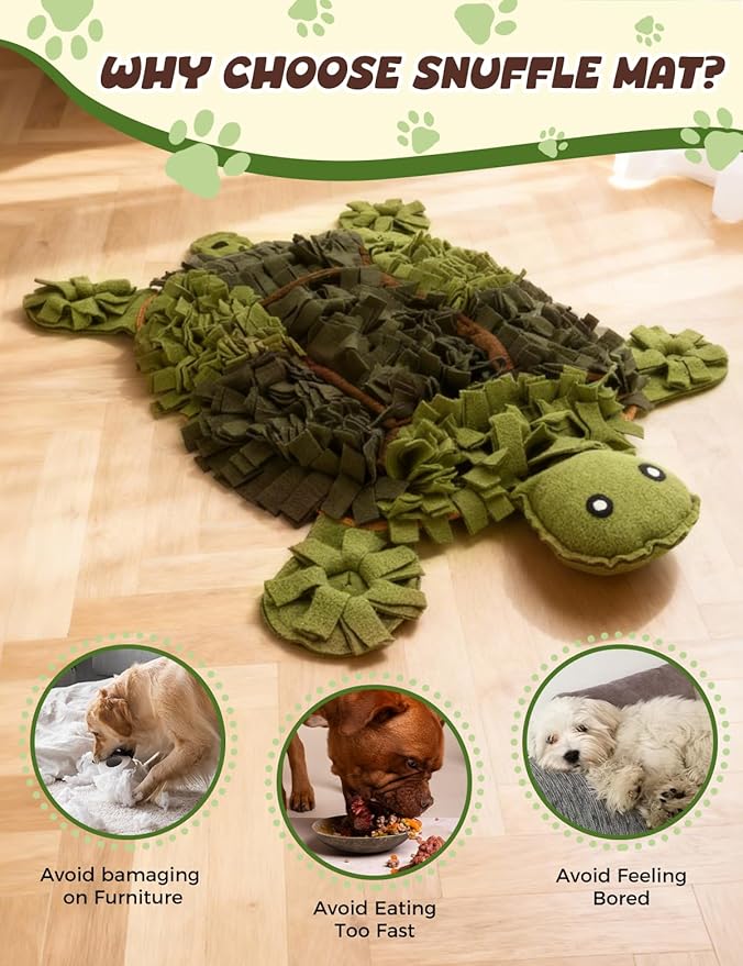 Snuffle Mat for Dogs, 28.8''x22.8'' Large Nose Work Mat, Dog Food Mat for Foraging and Mental Stimulation, Interactive Feeders for Boredom Relief (Brown)