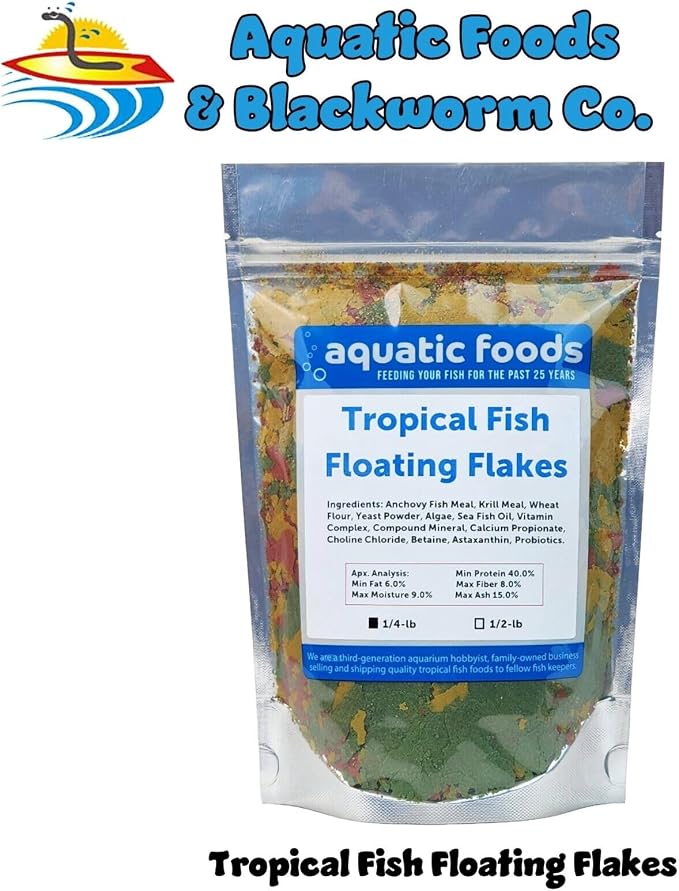 Tropical Fish Flakes, Mix of Krill, Color Enhancing, Spirulina Flakes for Cichlids, Angels, Tetras, Guppies. 12-Type Pellet Mix & 4-Type Wafers Included...WL 1/4-lb Foil Bag