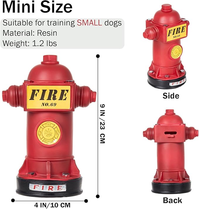 Potty Training Dog Fire Hydrant, NPBIYOYG 4.3" W x 9.4" H Small Fire Hydrant for Puppy to Pee On, Retro Resin Pee Post for Male Dog, Potty Training Tool for Indoor&Apartment, Red