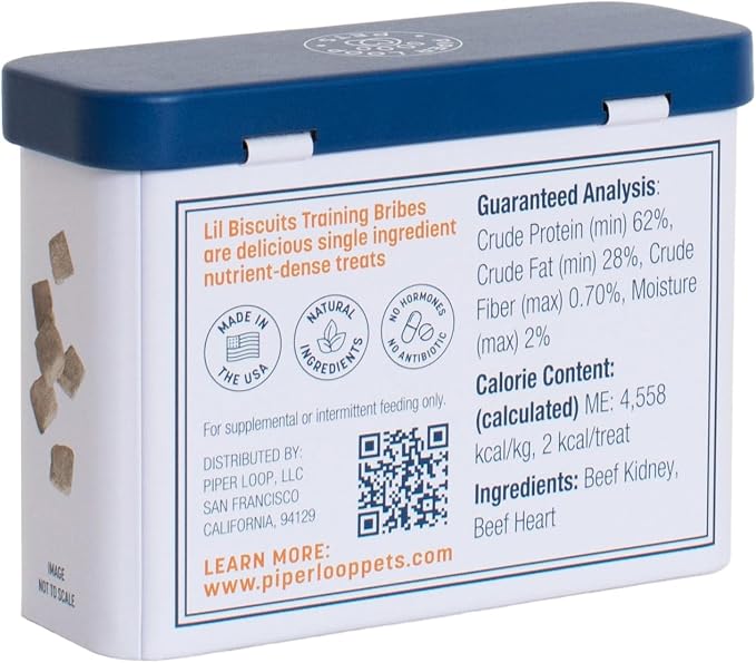 Piper Loop | Lil Biscuit Training Bribes | Pocket-Size Refillable Tin | Freeze-Dried | ~20 Treats | 100% Beef | 0.5 oz