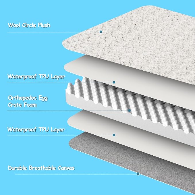 EMPSIGN Reversible Dog Bed Mat, Washable Pet Bed for Large Medium Small Dogs, Kennel Pad with Removable Cover, Bed Mattress for Crate Kennel, All Season Dual-Sided Plush & Canvas Pet Bed