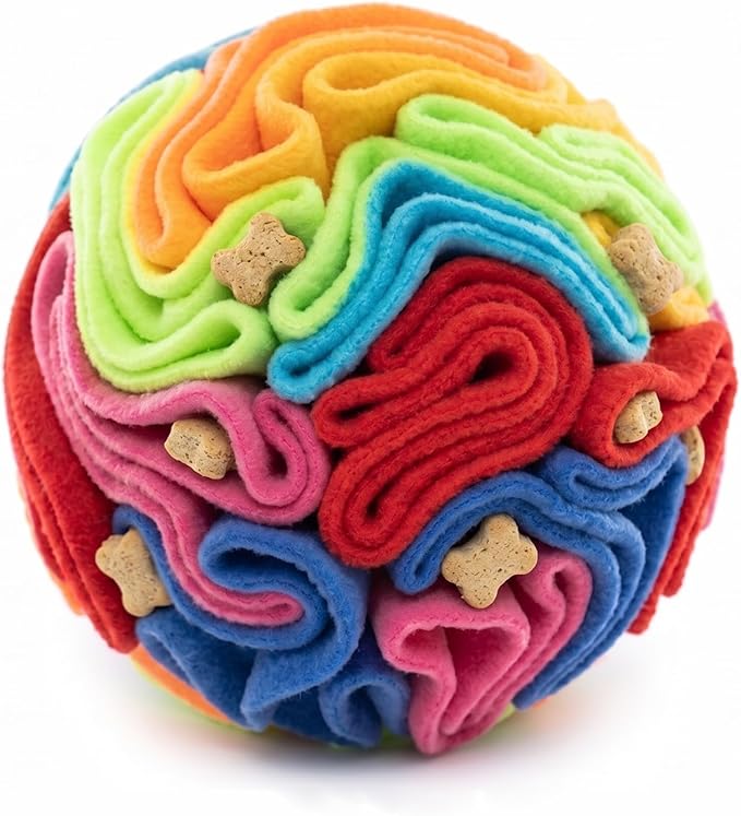 Snuffle Ball for Dogs - Soft Polar Fleece Interactive Puzzle Toy for Mental Stimulation & Boredom - Safe, Plastic-Free Foraging Game & Slow Feeder to Keep Pets Busy Indoors
