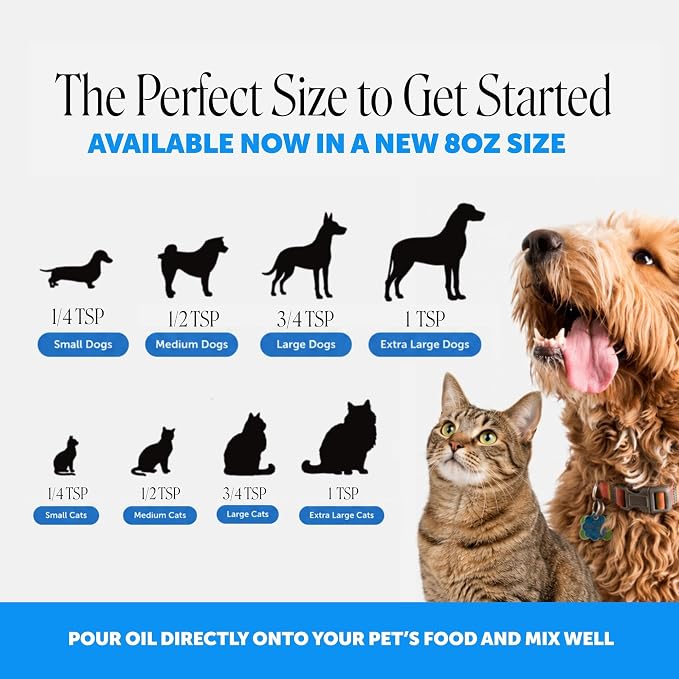 Wild Alaskan Omega-3 & Salmon Oil for Dogs and Cats - 100% Pure Natural Fish Oil for Skin & Coat Health, Shedding & Itch Relief - EPA DHA Fatty Acids for Joint Support & Heart - 8 oz