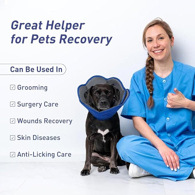 Soft Dog Cone Collar Alternative to Stop Licking,Comfort Recovery Collar for Large, Medium,Small Dogs,Adjustable Elizabethan Collar Alternative,Dogs Recovery Collar After Surgery,Blue,XL