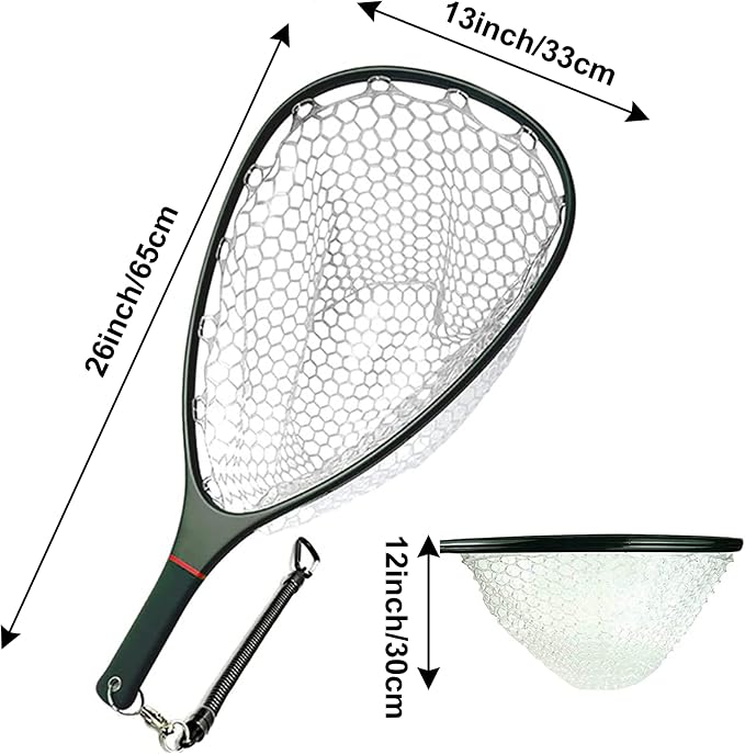 Aventik Fly Floating Fishing Net Carbon Fiber Landing Trout Net Light Weight Clear Rubber Ghost Net Catch & Release