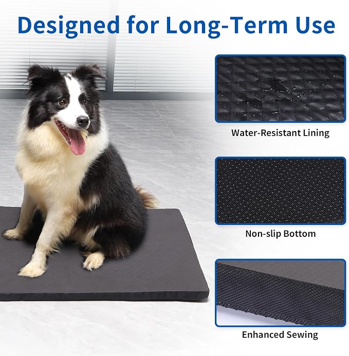 Indestructible Dog Beds, Enhanced Quilted Chew Proof Dog Crate Pad for Aggressive Chewer, Washable Cover Dogs Mat for Crate, Non-Skid Kennel Pad, Durable Pet Bed for Puppy (Gray, 23"x18")