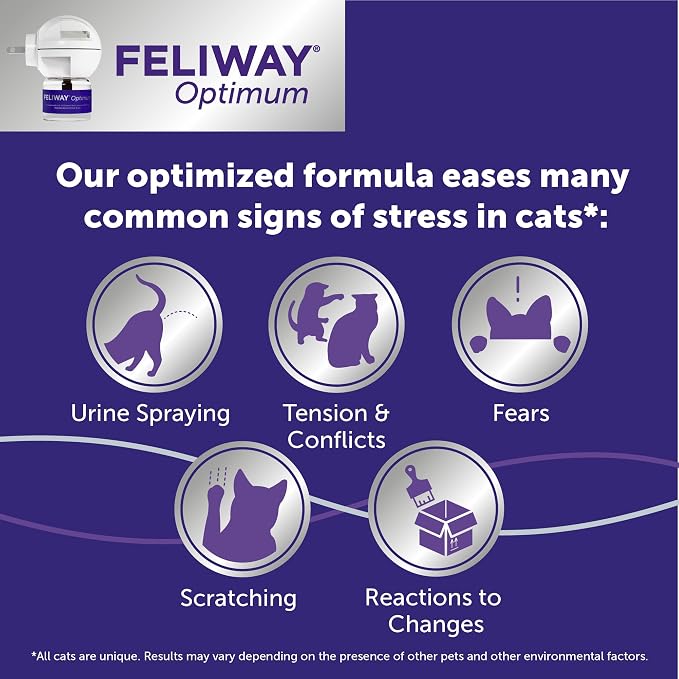 FELIWAY Optimum 30 Day Cat Calming Pheromone Diffuser Kit & Happy Snack by FELIWAY, a Delicious lickable Purée (12-ct Chicken Flavor)