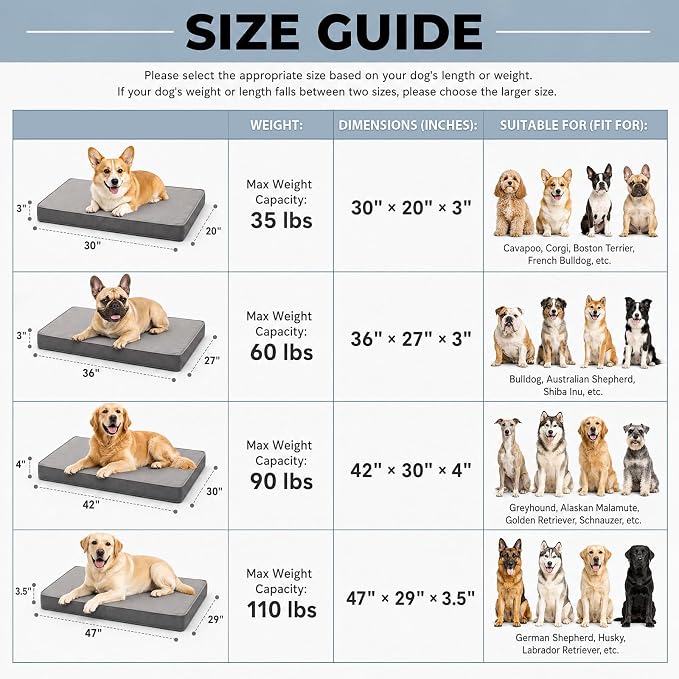 WNPETHOME Outdoor Dog Bed Waterproof, Large Outdoor Dog Bed for Large Sized Dog, Outdoor Indoor Dog Bed with Removable Washable Cover, Egg Crate Foam Dog Crate Mat, Durable Waterproof Dog Bed, Grey