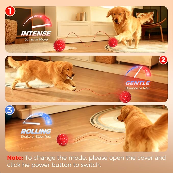 Diman Interactive Dog Ball Toys: Moving Dog Toys, Bouncing Dog Ball, Keeps Dogs Entertained & Active, E-TPU Waterproof, 3.2 inch (Red)
