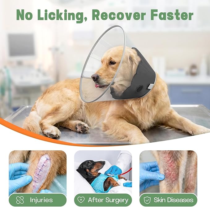 Dog Cone Collar to Stop Licking with Soft Liner, Comfortable Elizabeth Recovery Collar for Large Medium Dogs After Surgery, Pet Neck Head Cone Alternative,XL