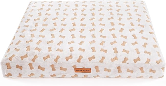 Modern Threads Ultra Plush Orthopedic Memory Foam Pillow Bed for Large Dogs with Supportive Filling and Stylish Textured Design, Beige, (36" L x 27" W x 4" Th)