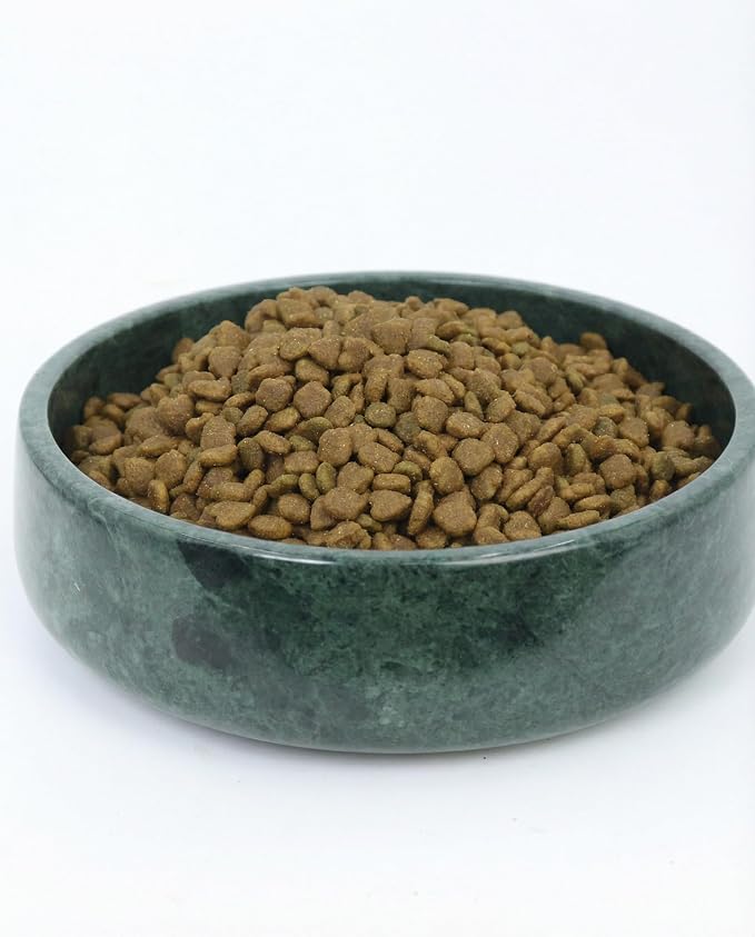 OOBOOB Natural Marble Dog Bowls, 9x9x2.5 Inch Heavy Duty Non-Slip Dog Food Bowl, Minimalist Premium Pet Bowl with Unique Veining for Dogs & Cats