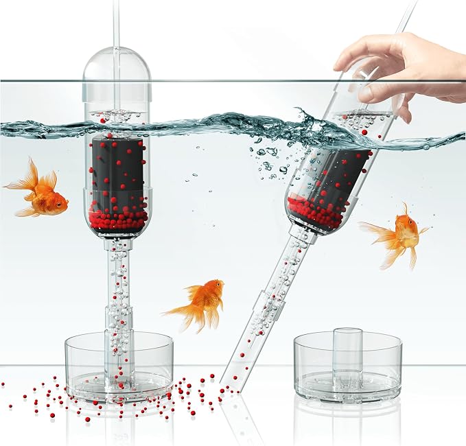 Aquarium Cleaner 2-in-1 – Large (13.8–23.6 in Water Depth) | Air Pump Powered | Removes Debris on Top of the Substrate | Reduces Floating Fine Particles