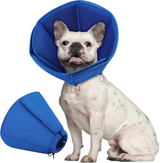 Dog Cone Collar - Soft Elizabethan Collar for Dogs After Surgery, Comfy Cone for Dogs to Stop Licking, Adjustable Dog Cone Alternative for Wound Healing (Navy M)