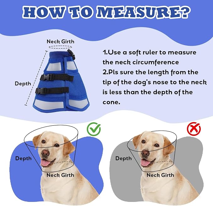 Soft Dog Cone for Dogs After Surgery,Foldable Dog's Cone Collar,Adjustable E Collar Alternative to Stop Licking,Pet Cones for Dog,Doggy Surgery Collar,Dogs Recovery Collars & Cones,Blue,XL