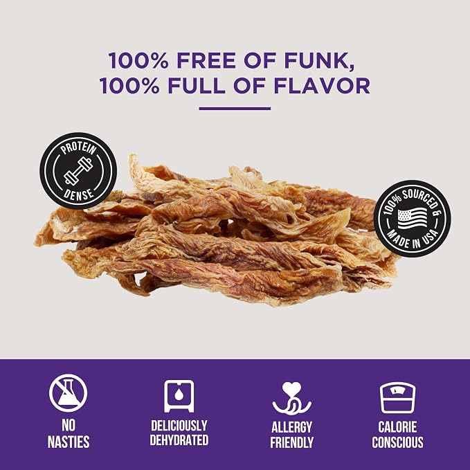 Natural Rapport Chicken Jerky Dog Treats - Single Ingredient Chicken Breast, 80% Protein, Training Treats for Small & Large Dogs (4 oz) (15+ Treats)