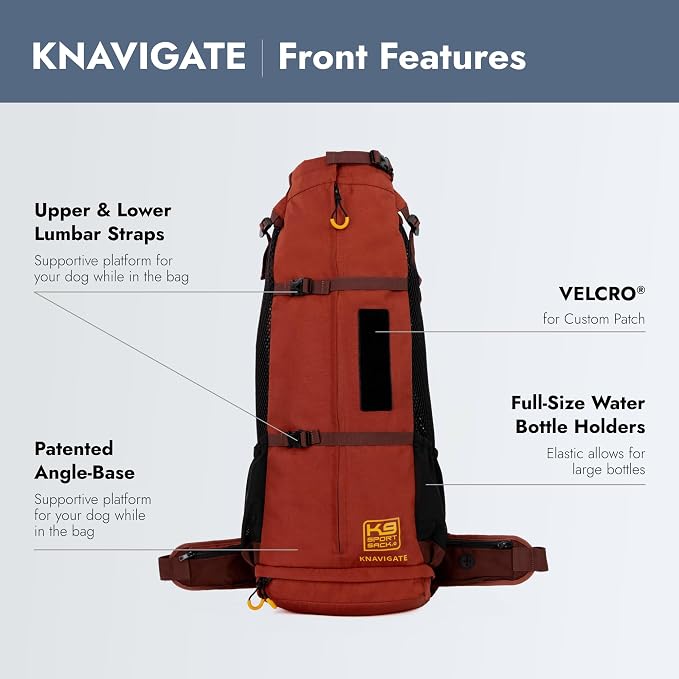 K9 Sport Sack Knavigate - X-Large, Dune - Ideal for Dogs with 23-25” Back Length - Adjustable, Backpack-Style Carrier with Internal Frame & Padded Hip Belt