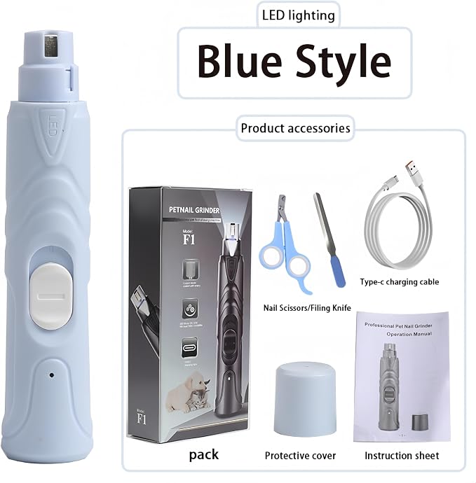Electric Nail Grinder with LED Light for Birds & Small Animals | 3-in-1 Nail Care Kit with Nail File & Clipper | Safe and Quiet Grooming Tool for Hamsters, Rabbits, and Other Small Pets