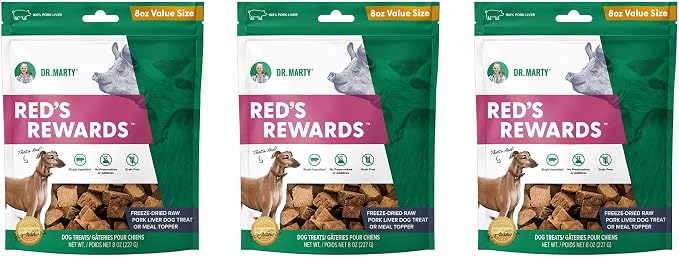 Raw Pork Liver Dog Treats, Freeze-Dried, 8-oz (3 pack) by Dr. Marty