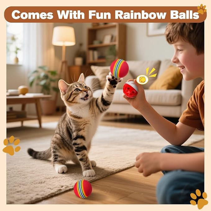 Double Layer Magic Organ Cat Scratcher Board with 4 Interactive Balls, Foldable Scratching Pad for Indoor Cats, Magnetic Interactive Organ Toy, Portable Cat Toys for Apartment, Travel, New Owner