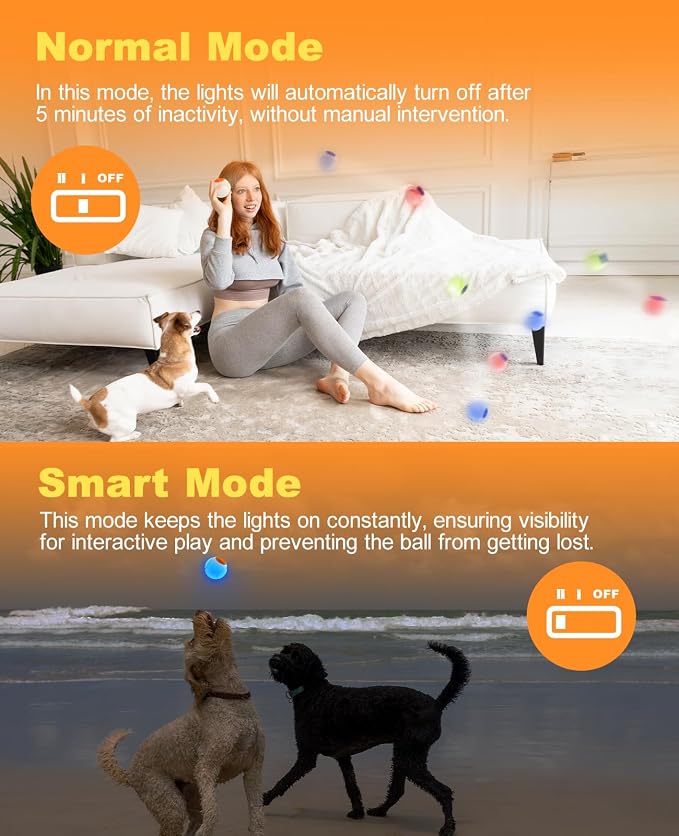 Xeuch LED Dog Ball Rechargeable, Light Up Dog Ball Toys, Bounce-Activated Durable Fetch Ball, Natural Rubber, Unique Scent, 2.5 inches, for Small & Medium Dogs (Orange)